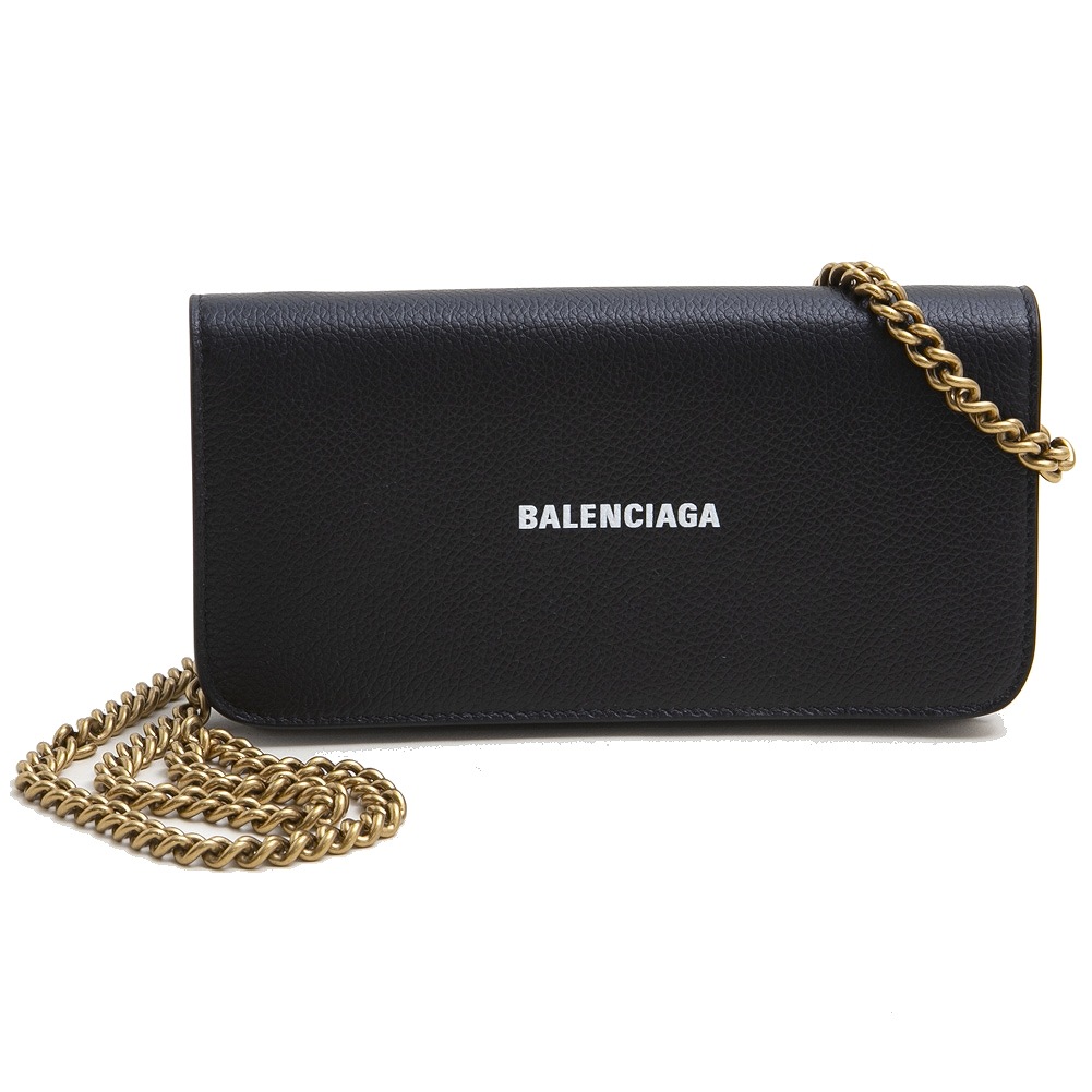 BALENCIAGA(バレンシアガ) 長財布 CASH CONTINENTAL WALLET ON CHAIN 593784 レディース BLACK/WHITE 1090
